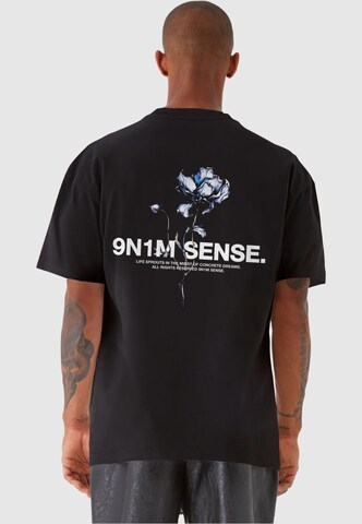 9N1M SENSE Shirt 'Flower' in Zwart