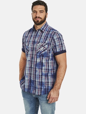 Jan Vanderstorm Comfort fit Button Up Shirt ' Nordolf ' in Blue: front