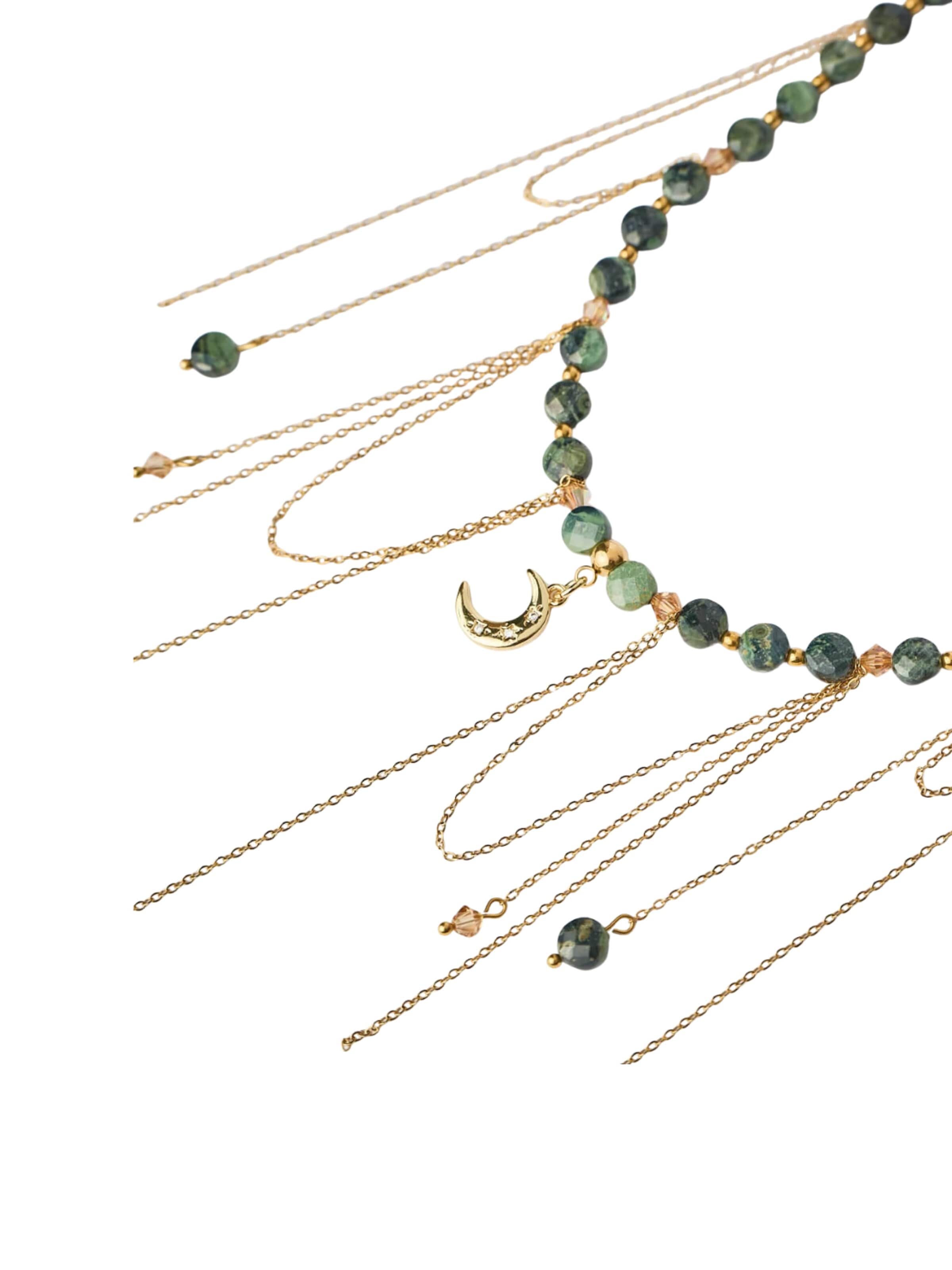 THE GEM STORIES JEWELRY Necklace 'Lunar Glow Labradorite Statement Necklace' in Green