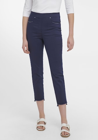 Coupe slim Pantalon Peter Hahn en bleu : devant