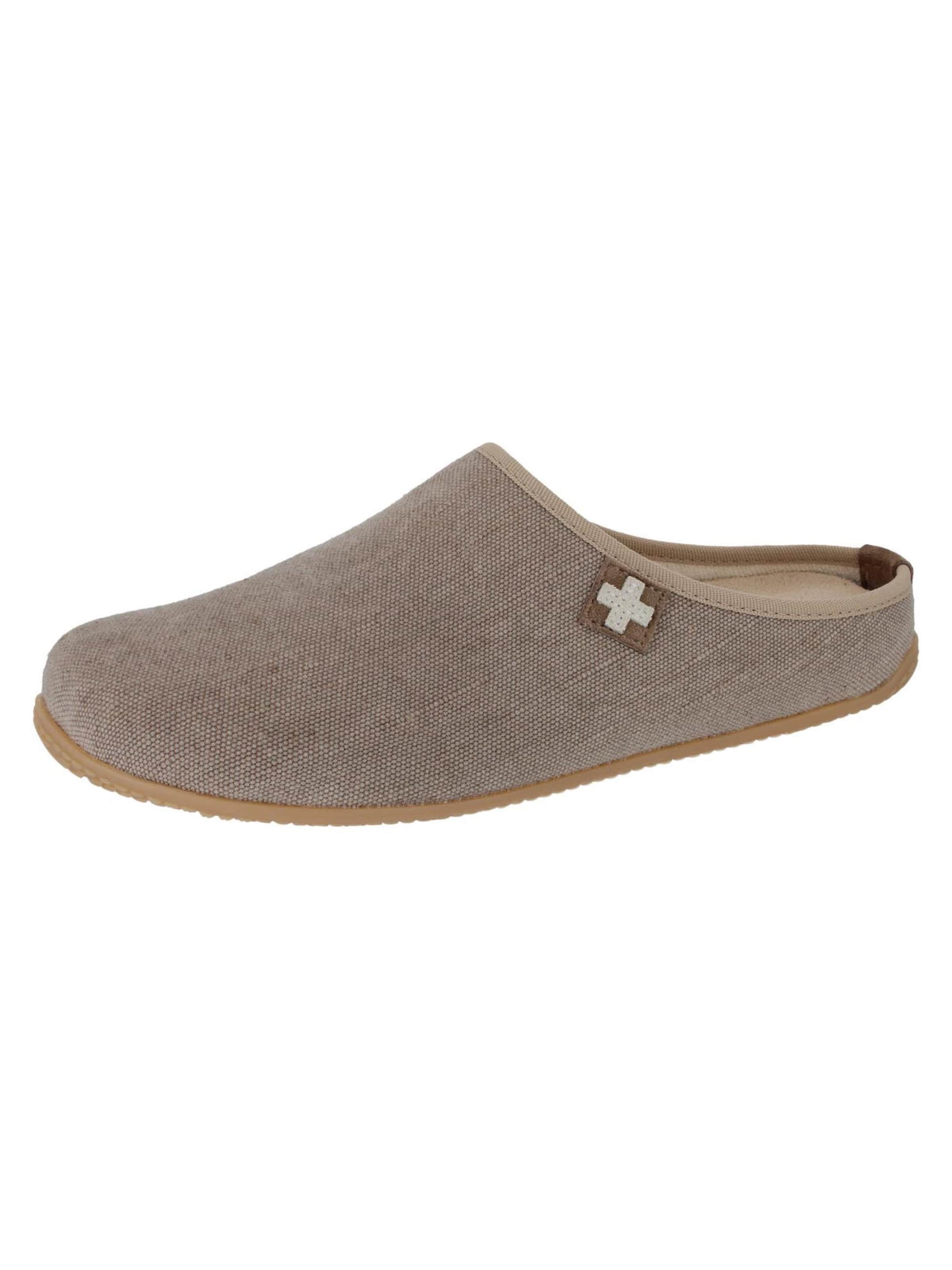 Living Kitzbühel Hausschuh 'Jute Cotton Gipfelkreuz' in Beige: Vorderseite