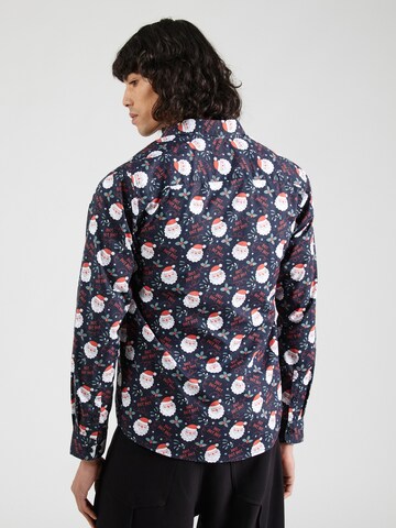 Only & Sons Slim Fit Hemd 'ONSALF XMAS' in Blau