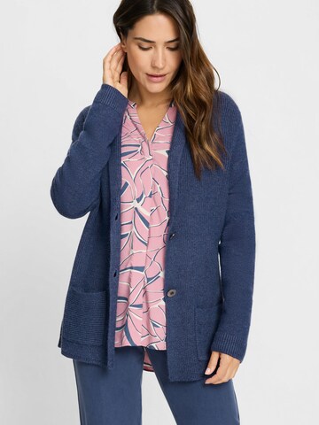Olsen Cardigan in Blazer-Optik, mit aufgesetzten Taschen in Blau: Vorderseite