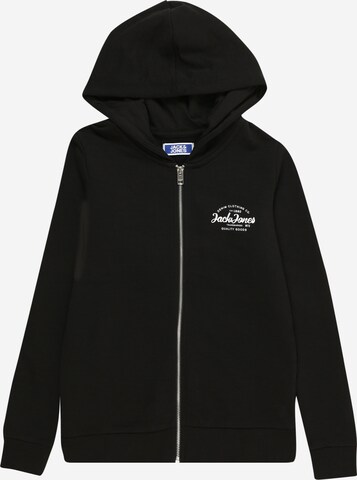 Jack & Jones Junior Zip-Up Hoodie 'FOREST' in Black: front