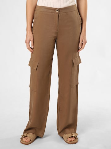 MAC Flared Cargo Pants ' Chiara ' in Brown: front