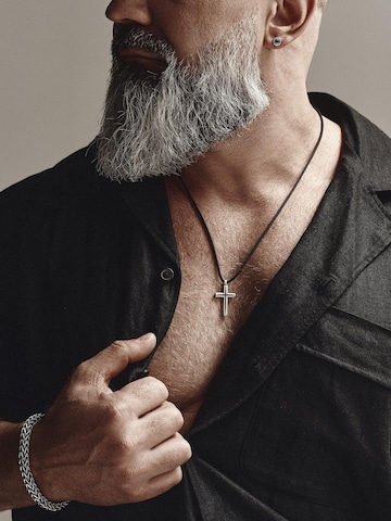 REYTEL Σκουλαρίκι 'REEKS. BLACK STONE' σε ασημί