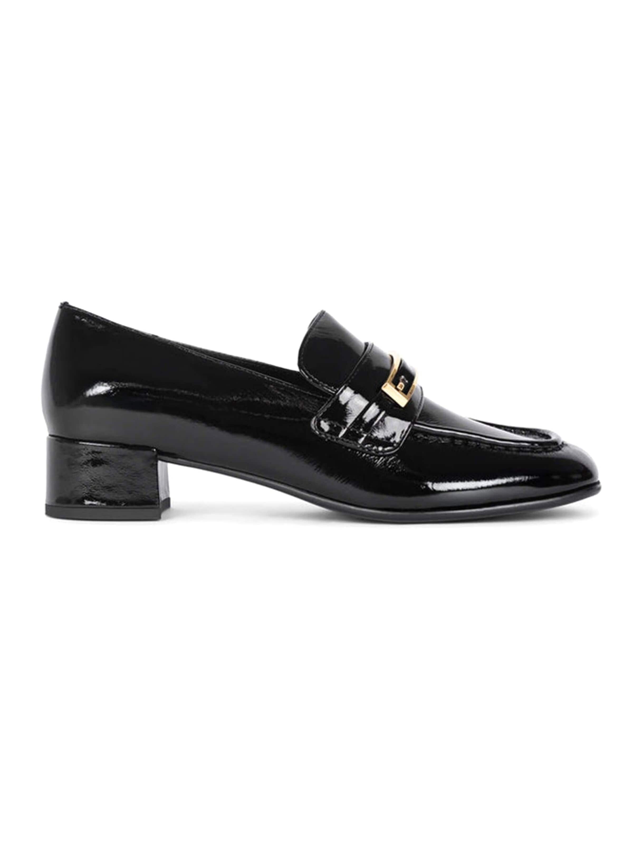 Jeffrey Campbell Mokasyny 'BOOK-SMART BLACK CRINKLE PATENT' w kolorze czarny: przód