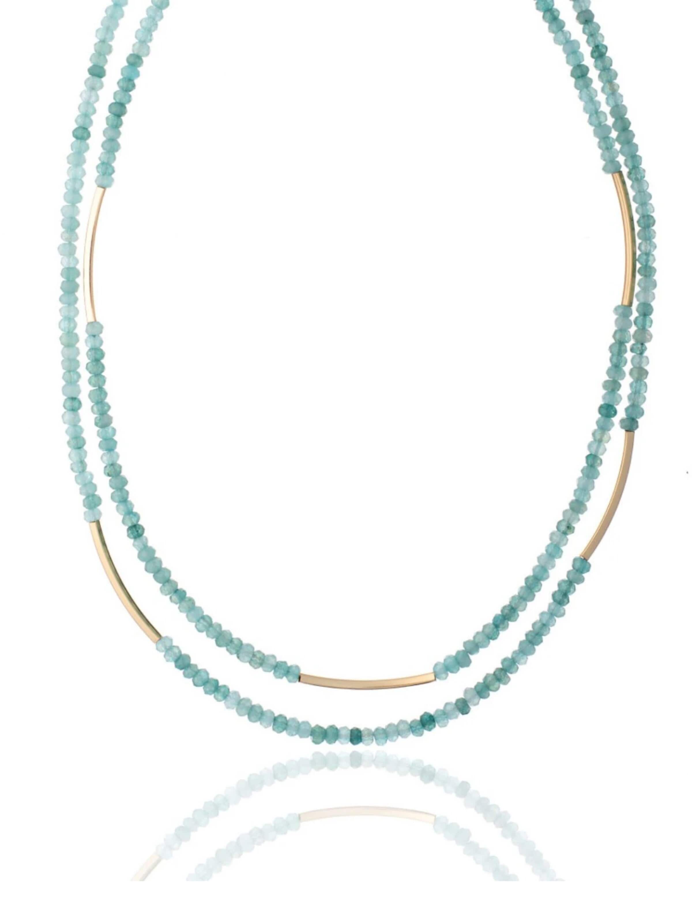 THE GEM STORIES JEWELRY Halsband 'Double Light Green Jade Necklace' i grön