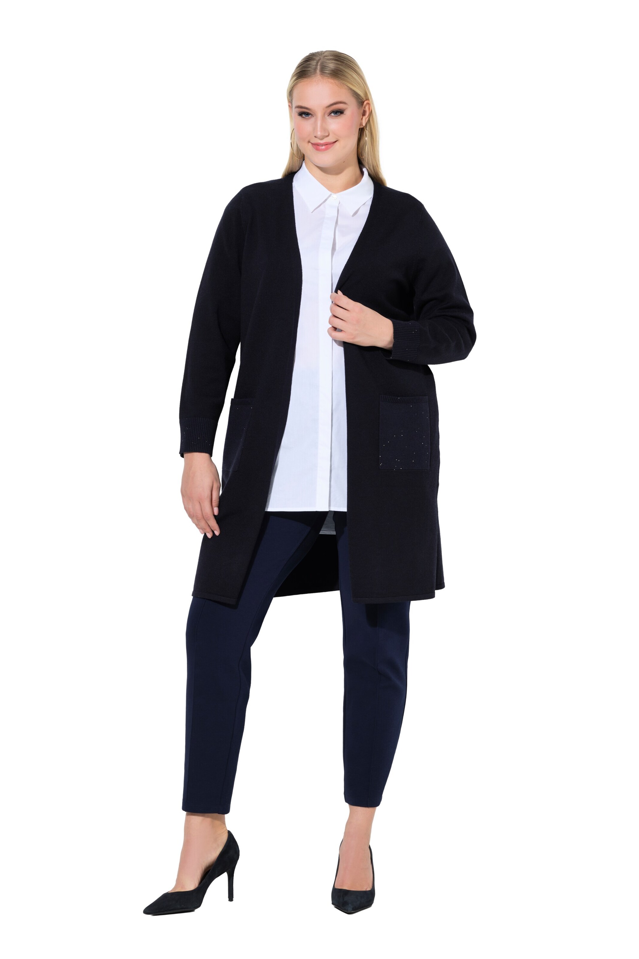 Ulla Popken Strickjacke in Blau: Vorderseite