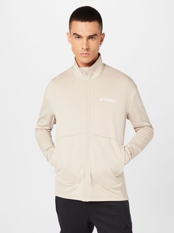 Veste en polaire fonctionnelle ADIDAS TERREX en beige : devant