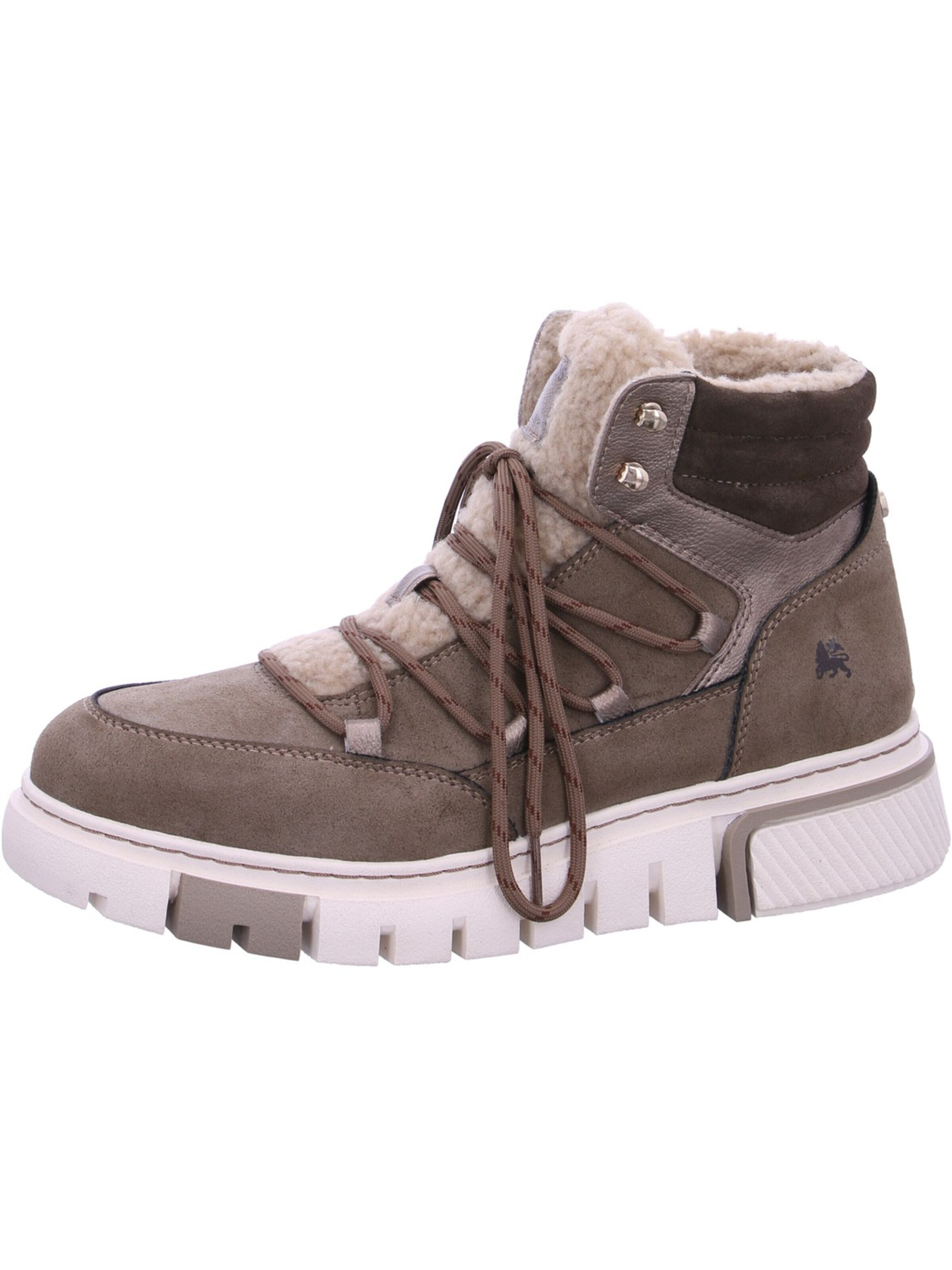 LERROS Lace-Up Boots 'Lerros Winterstiefel Beige' in Beige: front