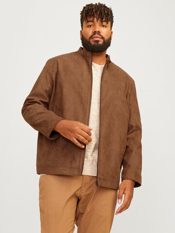 Jack & Jones Plus Přechodná bunda 'JJEDylan' – hnědá: přední strana