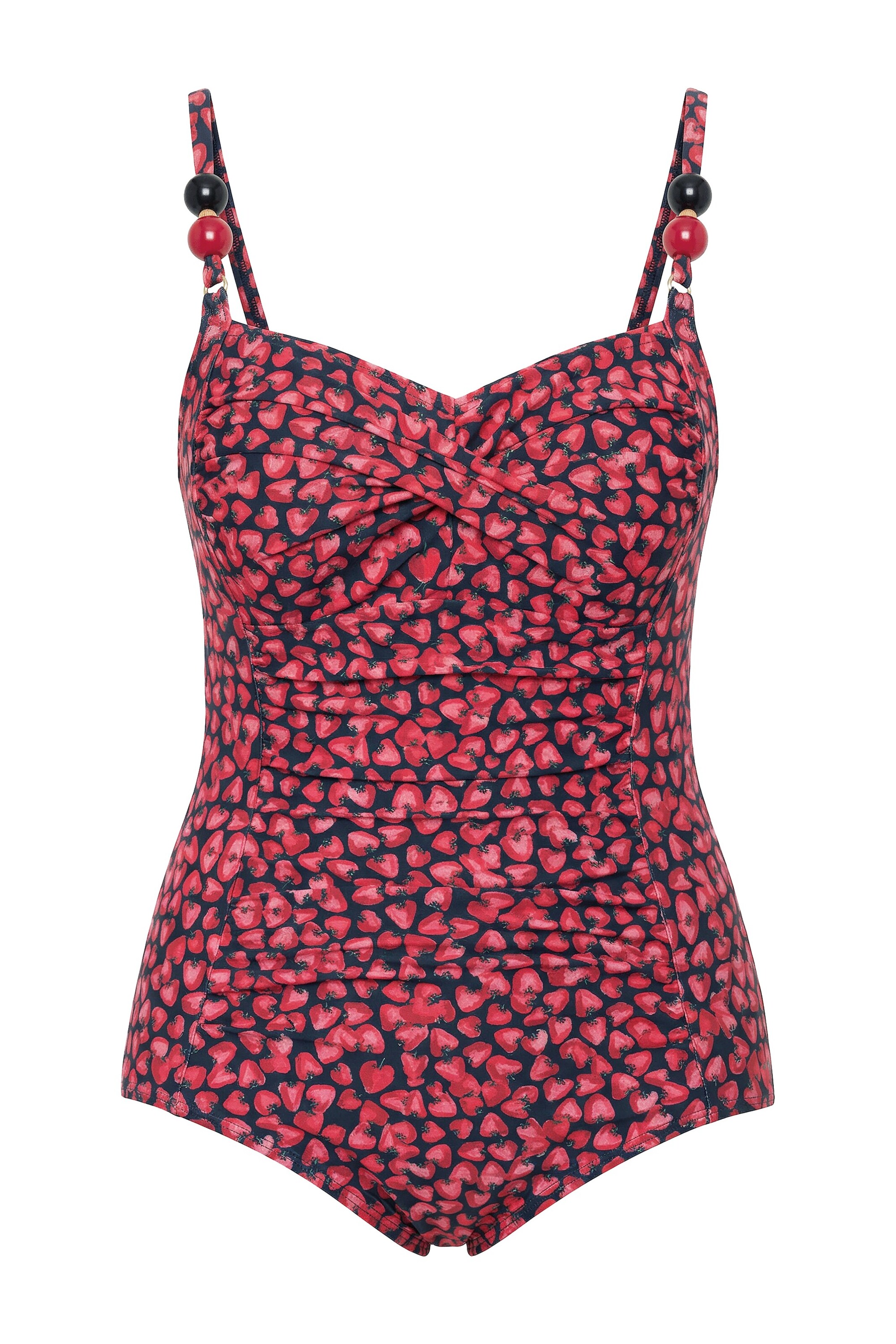 Ulla Popken Bralette Swimsuit in Red: front
