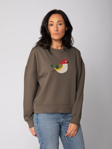 Watapparel Sweatshirt 'Vogel ' in Bruin: voorkant