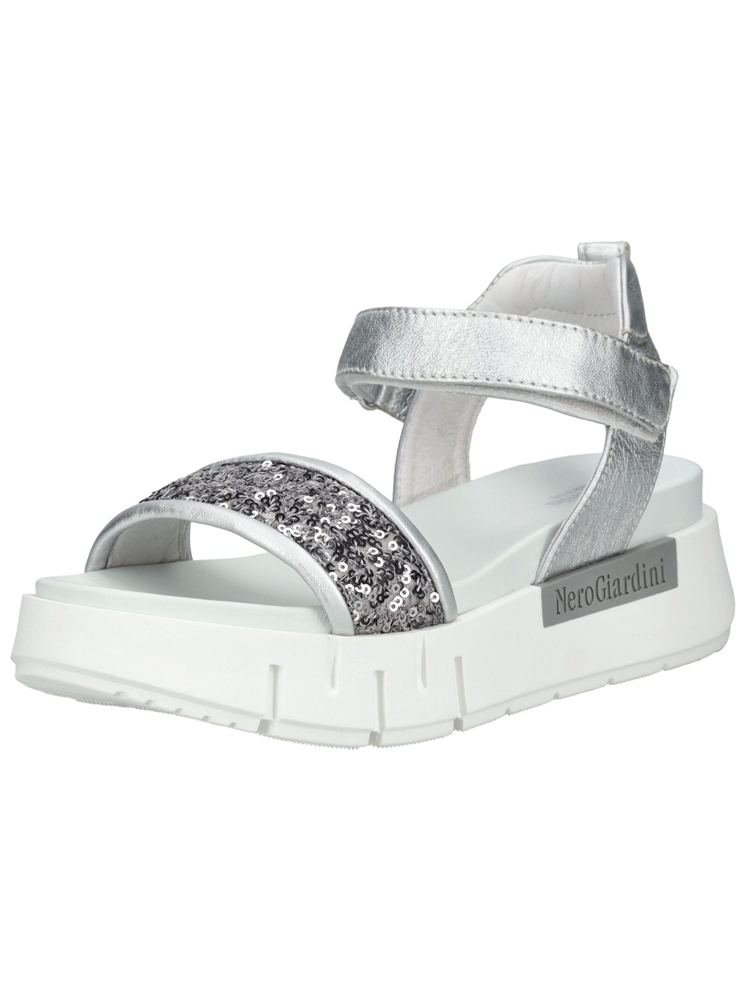 Nero Giardini Sandalen met riem in Zilver: voorkant