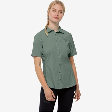 JACK WOLFSKIN Athletic Button Up Shirt 'Heidetal' in Green: front