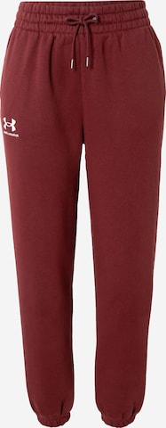 UNDER ARMOURTapered Sportske hlače 'Essential' - crvena boja: prednji dio