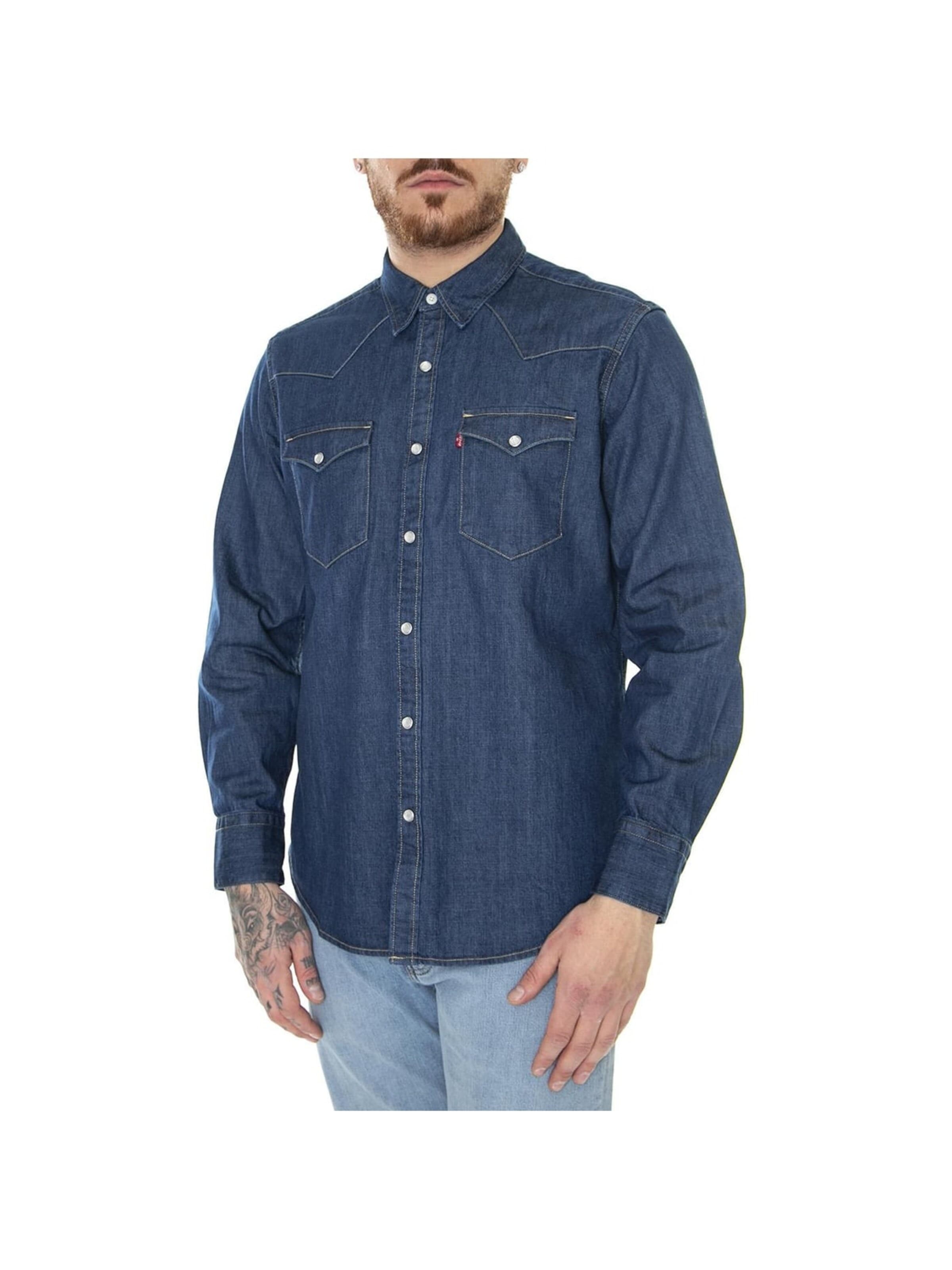 LEVI'S ® - Camiseta 'M' Barstow Western Standard Lower Haight Med Indigo Flat Finish Shirt' en Mezcla de colores: frente