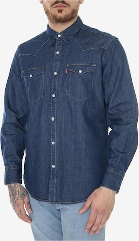 LEVI'S ® - Camiseta 'M' Barstow Western Standard Lower Haight Med Indigo Flat Finish Shirt' en Mezcla de colores: frente