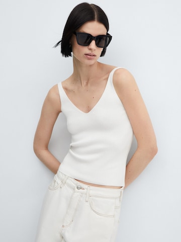 MANGO Knitted Top 'GYMNASTI' in White: front