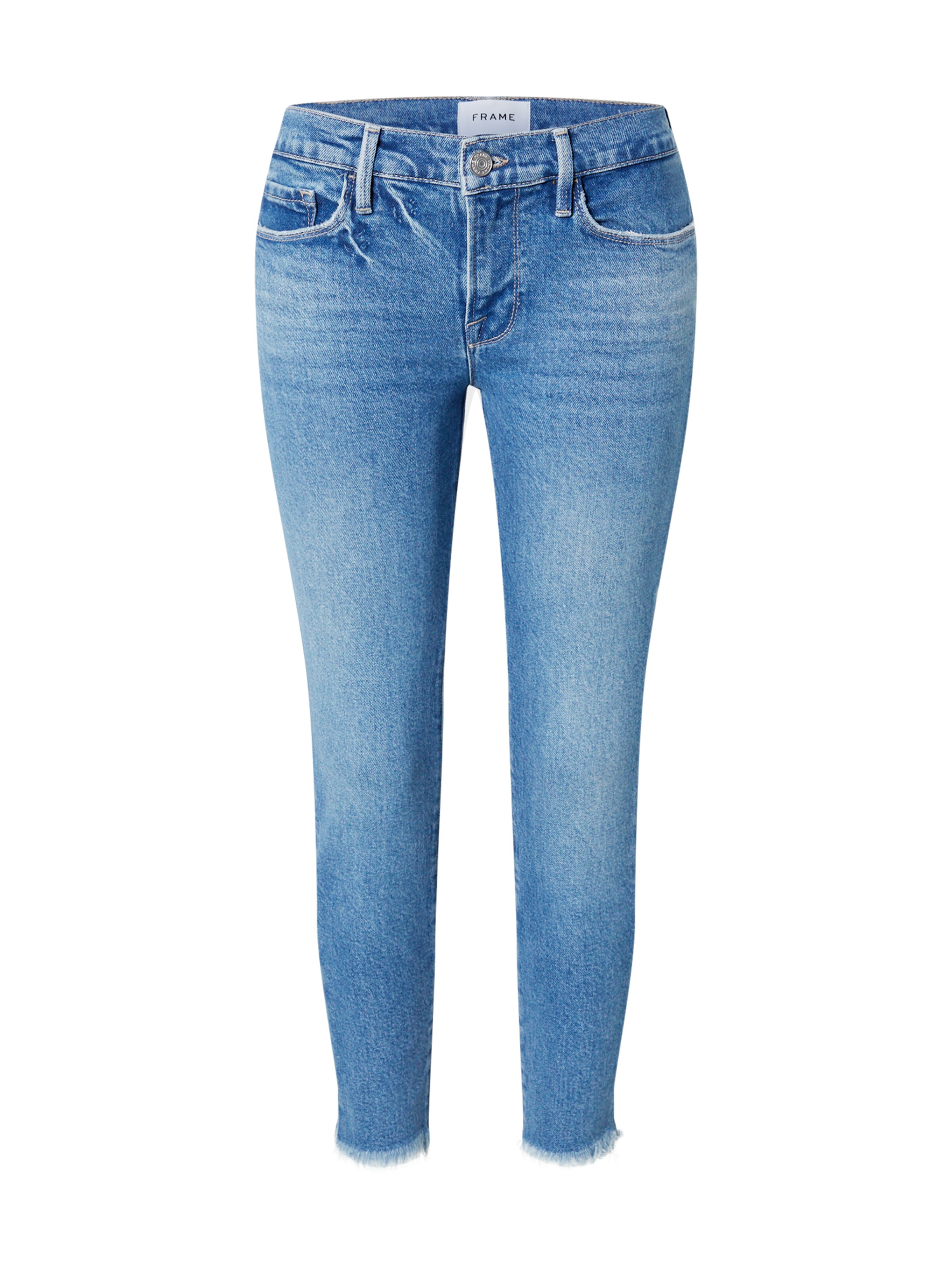 FRAME Skinny Jeans in Blue: front