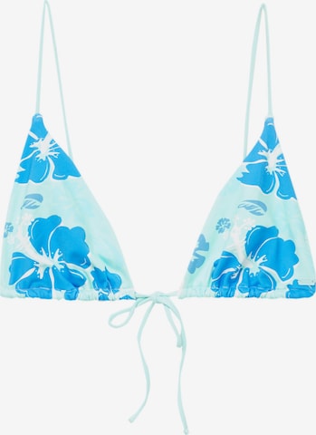 Pull&Bear Triangle Bikini top in Blue: front