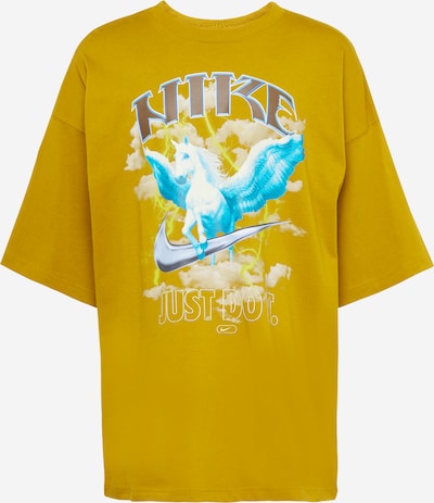 Nike Sportswear Majica | svetlo modra / temno rjava / gorčica / off-bela barva, Prikaz izdelka