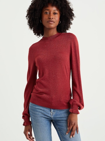 Pull-over WE Fashion en rouge : devant