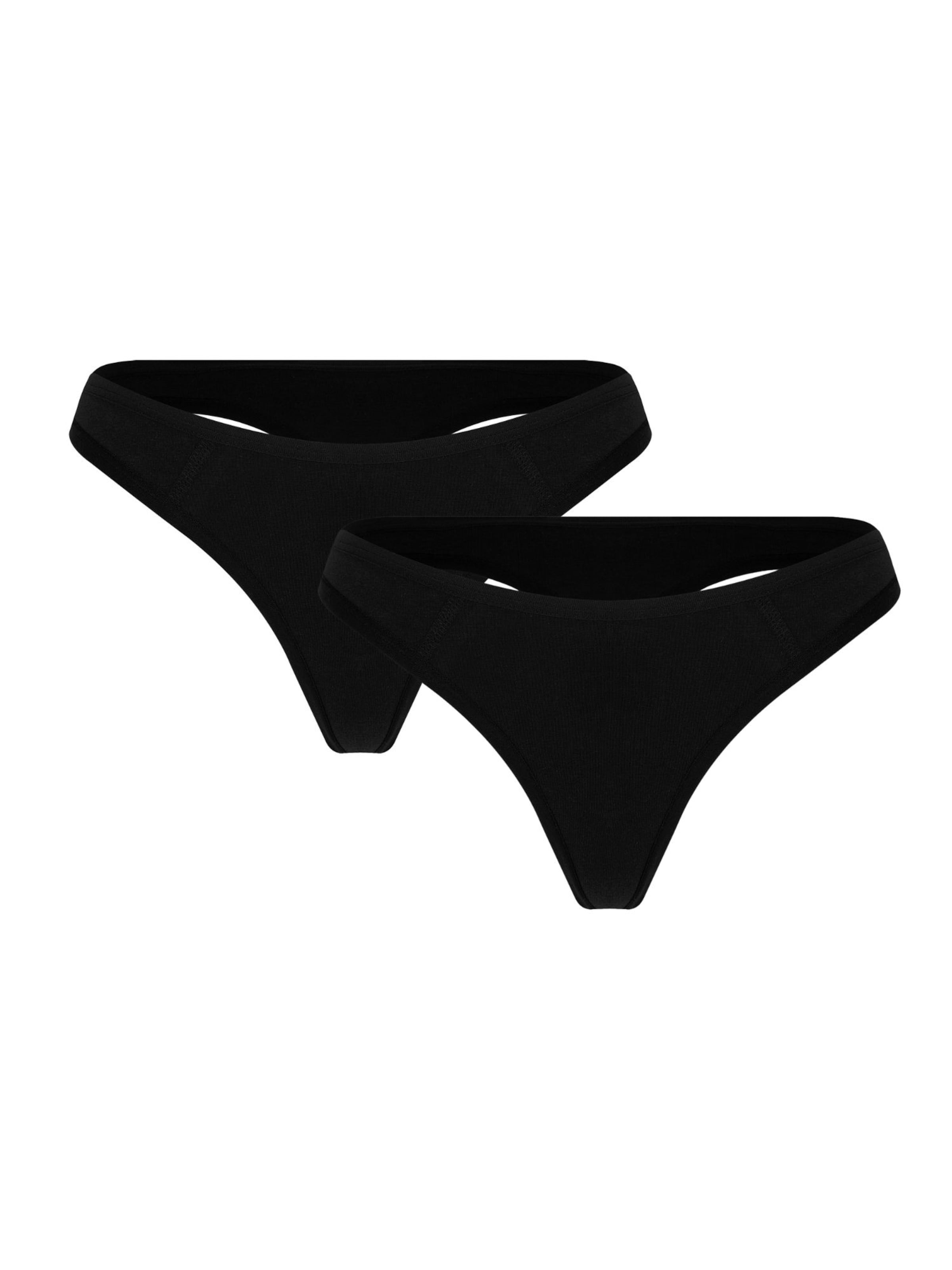 Albero Natur Thong '2er Pack-Damen Bio Baumwoll Tanga-Slip' in Black: front
