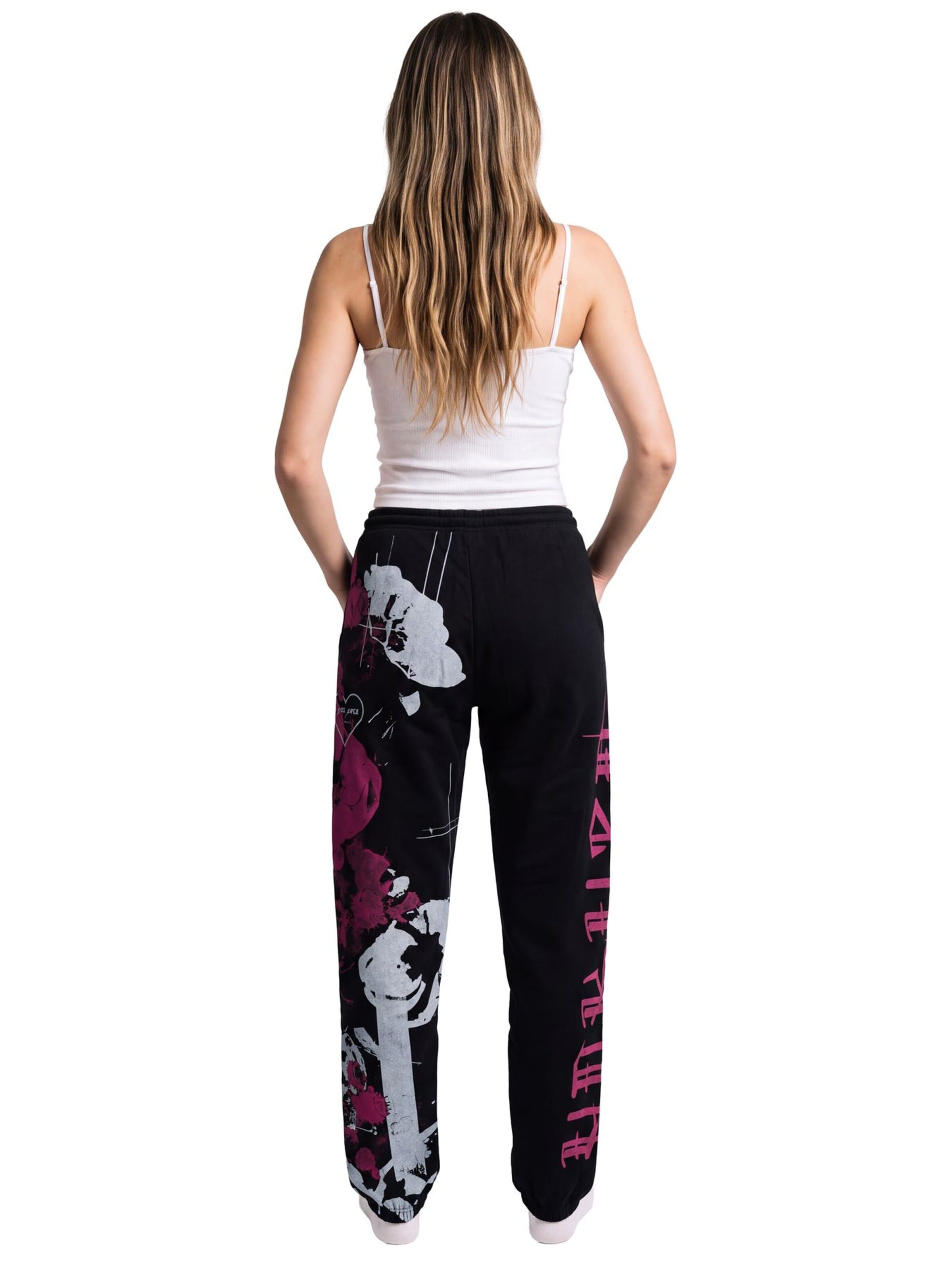 Yakuza Loose fit Workout Pants 'Flowers' in Black