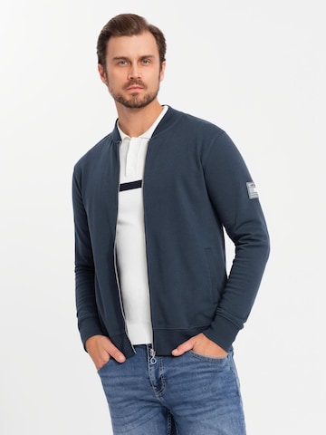 Ombre Sweatvest 'OM-SSZP-0215' in Blauw: voorkant