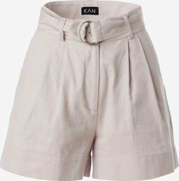 KAN Wide leg Pleated Pants 'YUCCA' in Beige: front