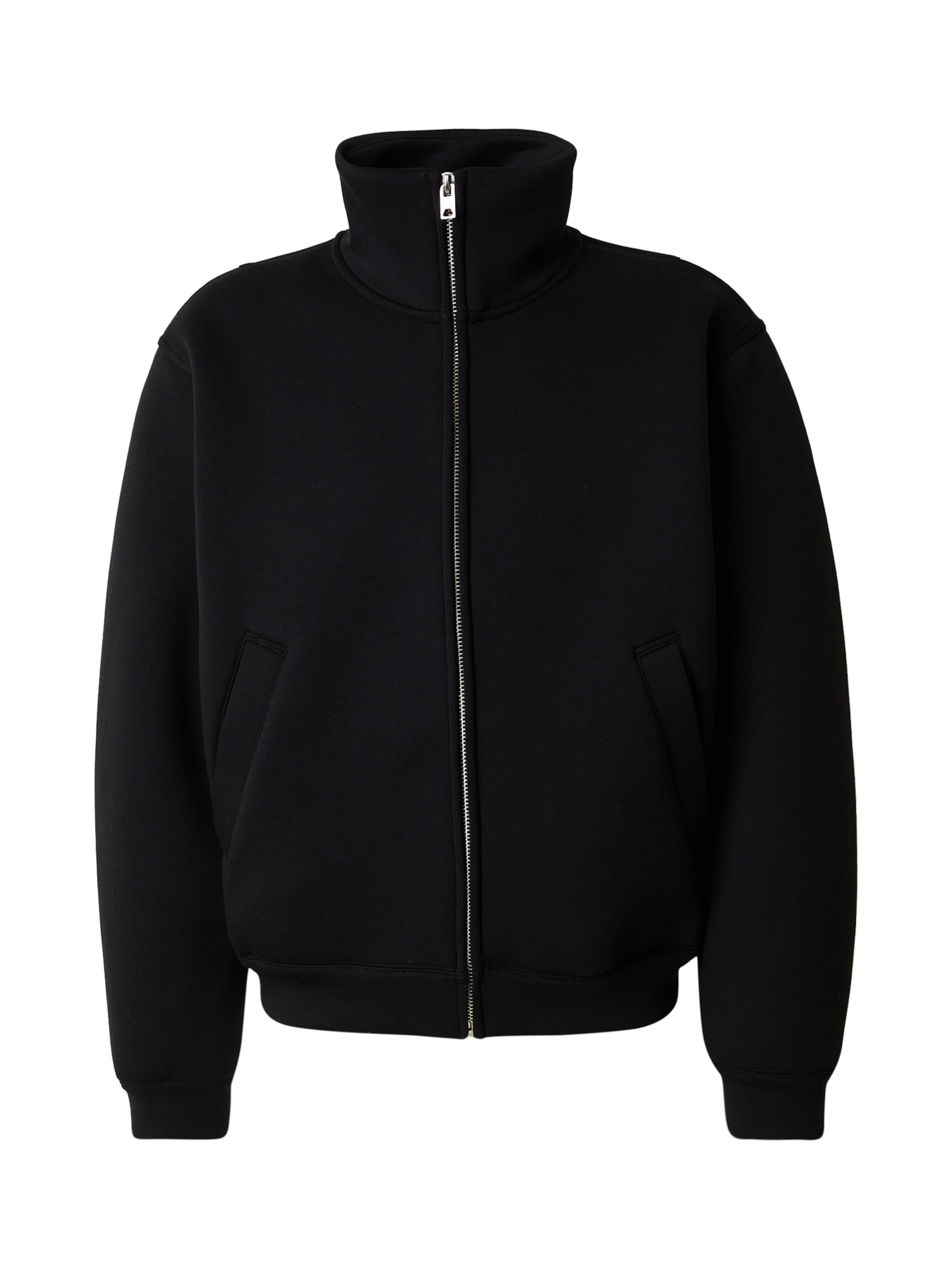 WEEKDAY Zip-Up Hoodie in Black: front
