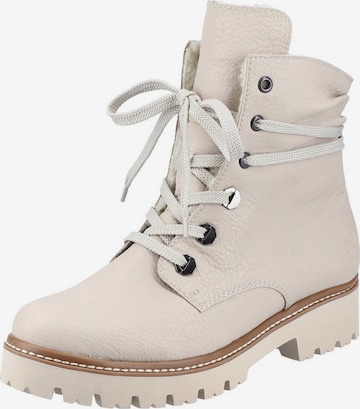 Rieker Lace-Up Ankle Boots in Beige: front