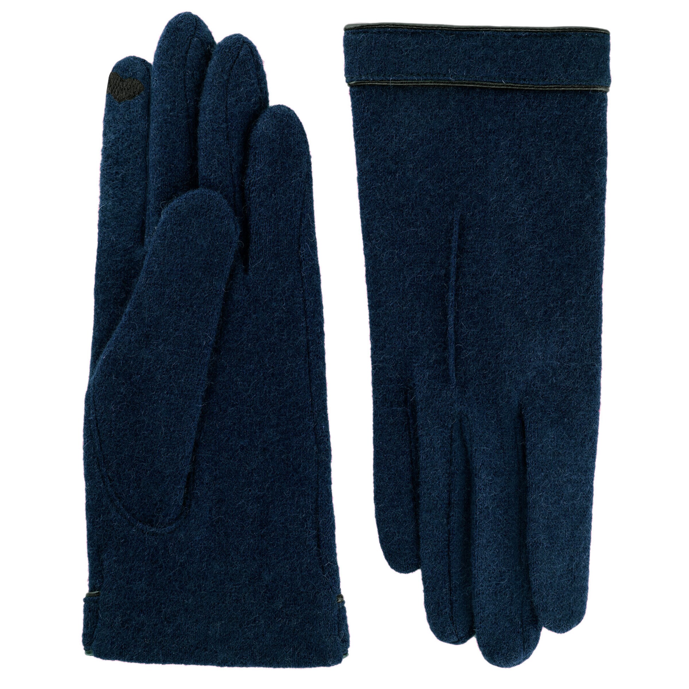 Roeckl Strickhandschuhe 'LEATHER PIPING TOUCH' in Blau: Vorderseite