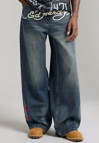 Baggy Jean 'Tattoo City Tiger' Ed Hardy en bleu : devant