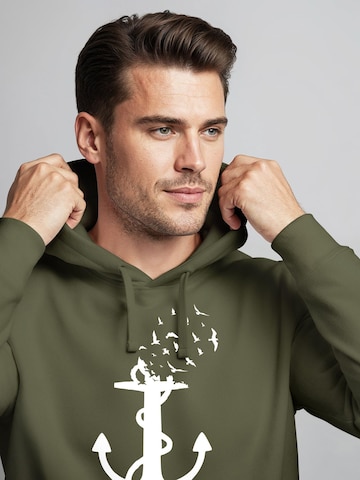 Neverless Sweatshirt 'Anker Vögel' in Green