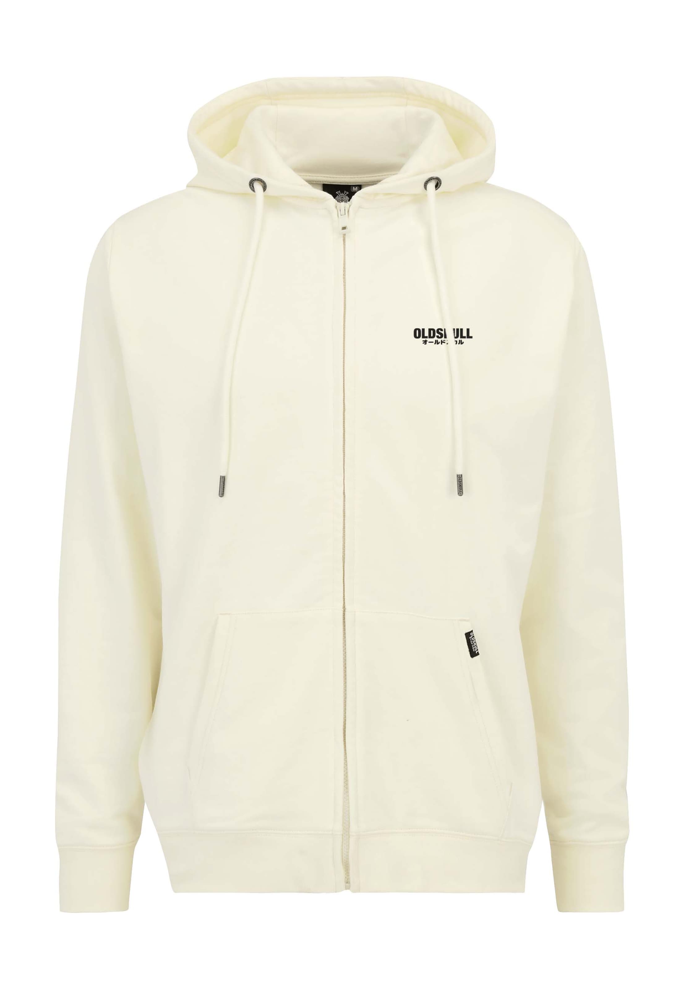 Oldskull Zip-Up Hoodie 'Basic Osk Logo' in White: front