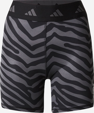 ADIDAS PERFORMANCE Skinny Sportshorts 'Hyperglam Techfit Zebra High-Waisted' in Schwarz: predná strana