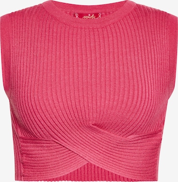 swirly Knitted Top in Pink: front