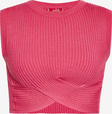 swirly Gebreide top in Roze: voorkant