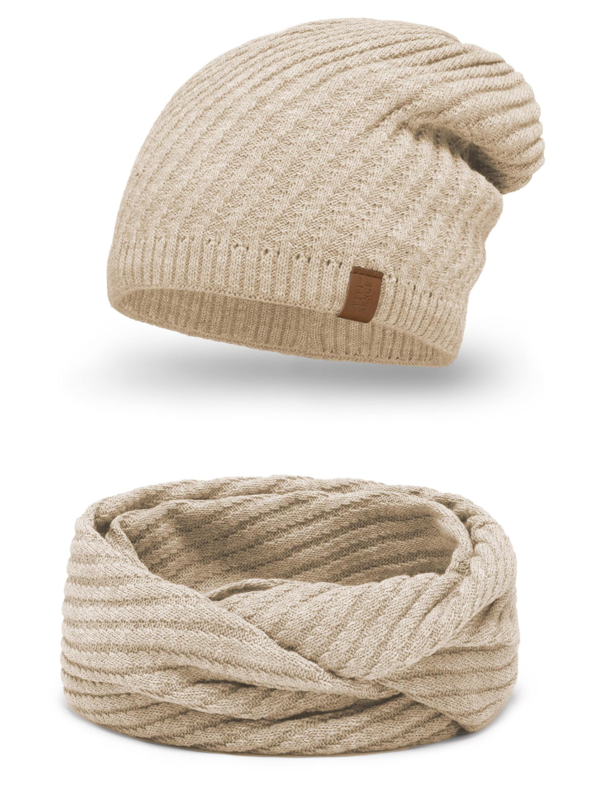 Vivisence Mütze '7017 Set'‌‌‌‌‌‌‌ in Beige: Vorderseite