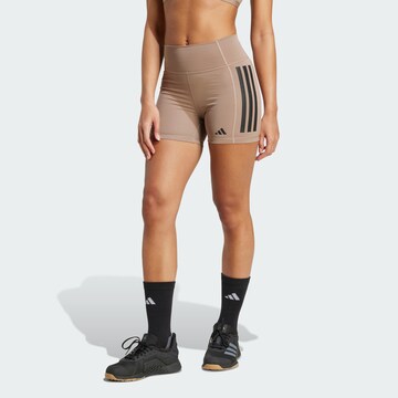 ADIDAS PERFORMANCE Skinny Sports trousers 'Optime' in Brown: front