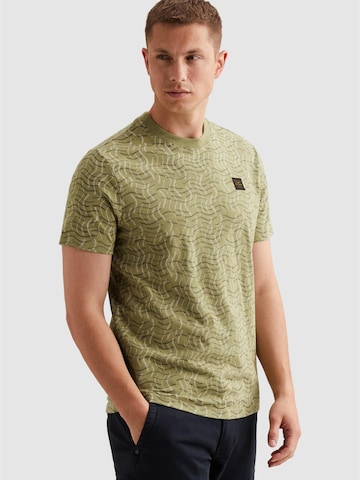 Maglietta 'T-shirt in slub jersey with allover print and badge' di PME Legend in verde: frontale
