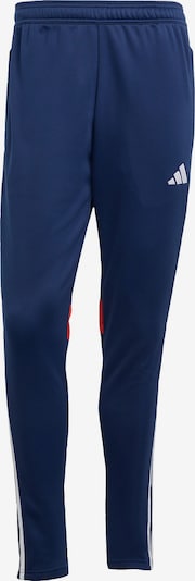 Sportinės kelnės 'Tiro 25 Essentials' iš ADIDAS PERFORMANCE, spalva – tamsiai mėlyna / raudona / balta, Prekių apžvalga