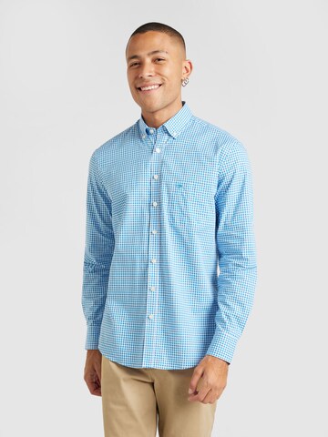 FYNCH-HATTON Regular fit Button Up Shirt 'Classic Vichy, B.D., 1/1' in Blue: front