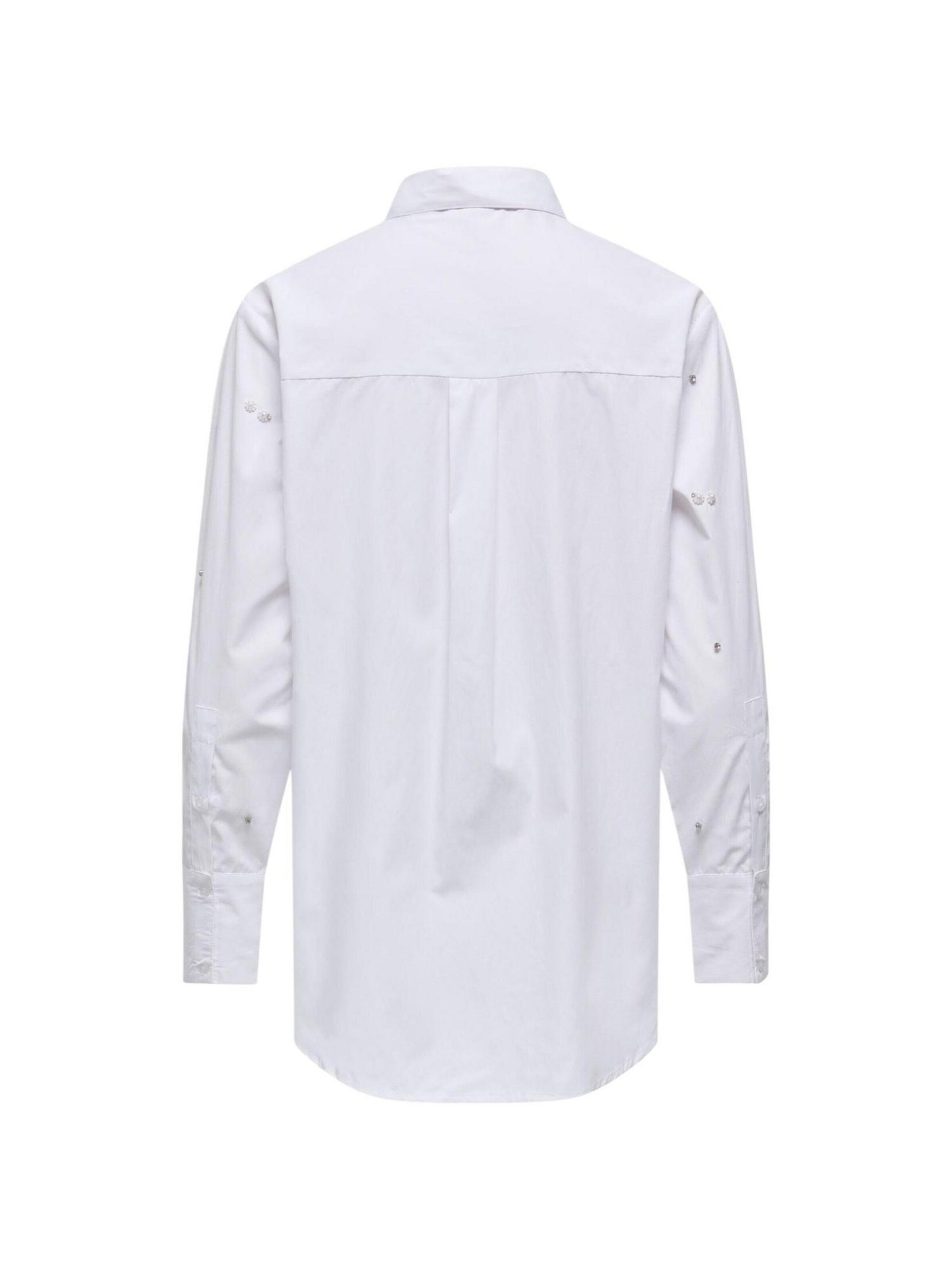 Camicia da donna 'ONLSARINA LORIS L/S EMB SHIRT WVN 15378307' di ONLY in bianco