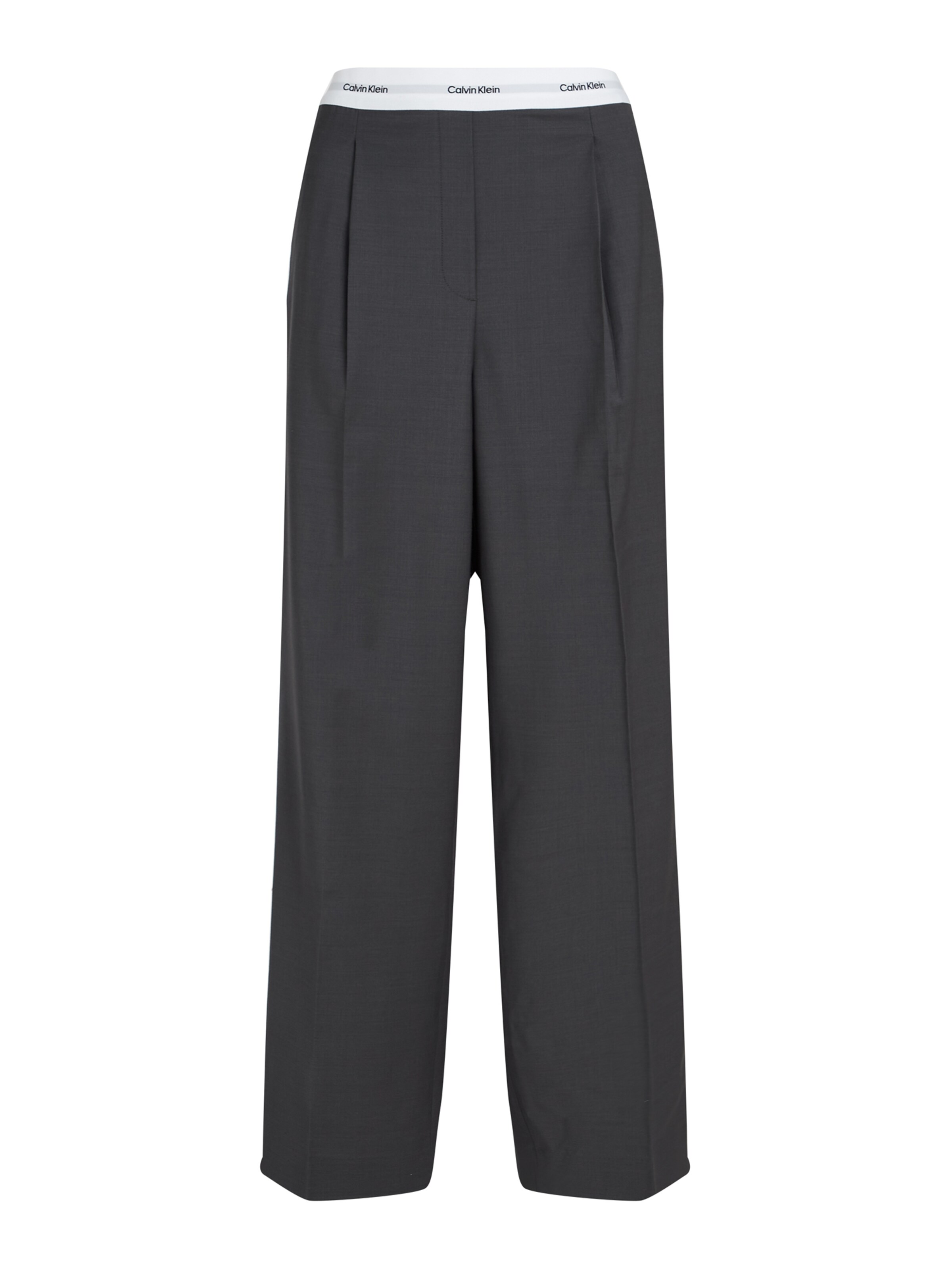 Wide leg Pantaloni cutați de la Calvin Klein pe gri: față