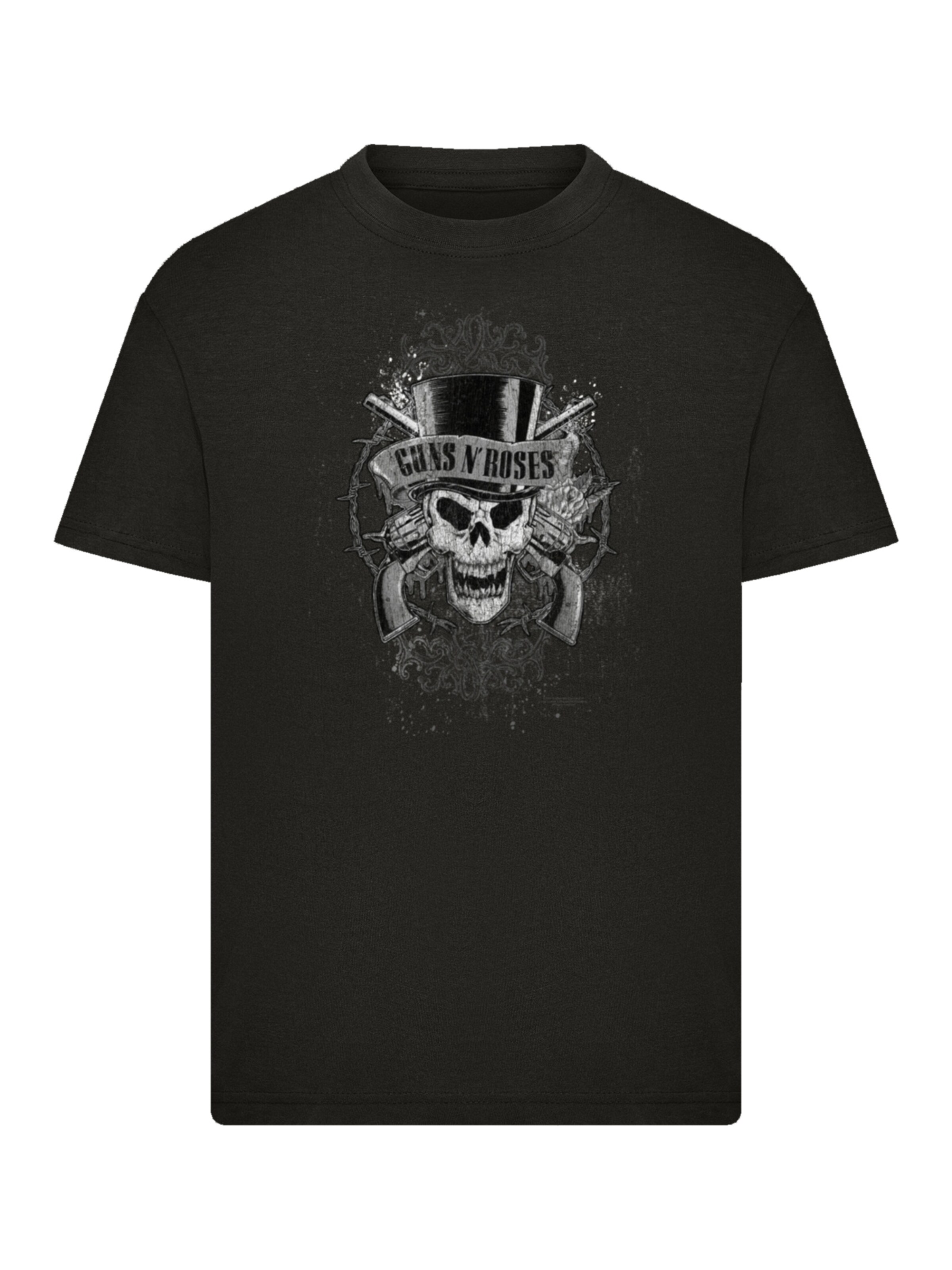 F4NT4STIC Shirt 'Guns 'N' Roses Skull and Pistols' in Black: front