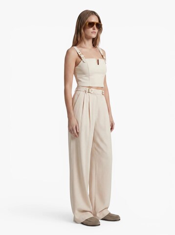 Hoermanseder Loosefit Bandplooibroek 'Gigi' in Beige